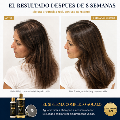 Kit Aqualo 3 en 1 — Agua Filtrada + Shampoo + Acondicionador